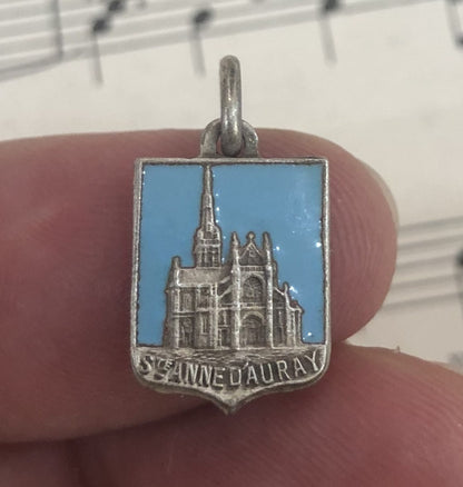 Antique French Enameled Saint Anne d'Auray Basilica Pendant Medal c1930