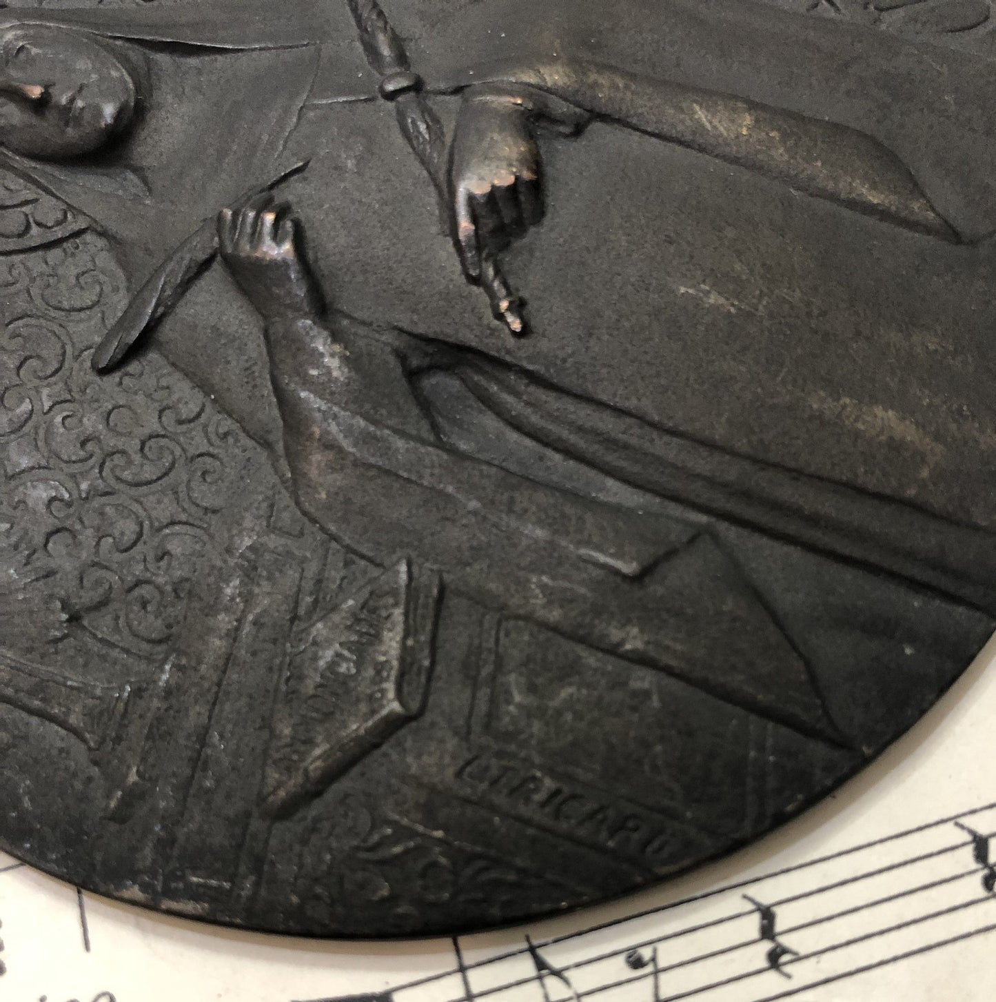 RARE Large Antique French Bronze Medal Plaque St Joan de Valois Signed Tricard c1920