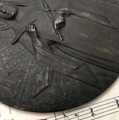 RARE Large Antique French Bronze Medal Plaque St Joan de Valois Signed Tricard c1920