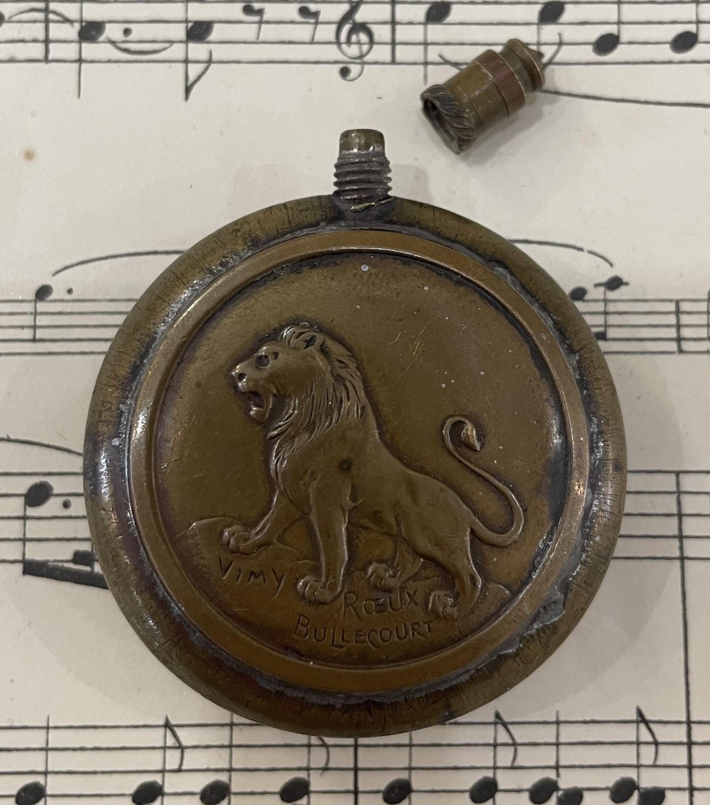 Rare Antique French Trench Art Cigarette Lighter WW1 Rooster Lion c1910