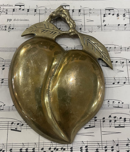 Antique French Brass Tray Fruit Leaf c1940