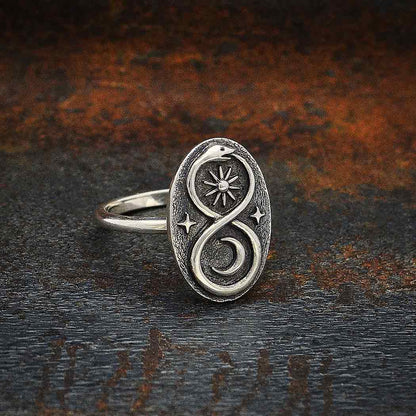 Sterling Silver Infinity Snake Ring: Sterling Silver / 8