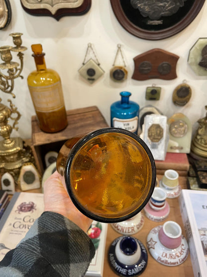 Rare Large Antique French Apothecary Bottle Amber Glass Acide Acetique c1880