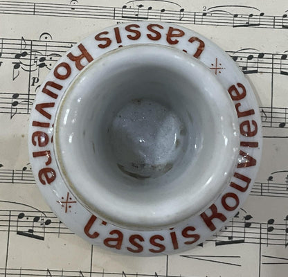 Antique French Advertising Match Striker Holder Cassis Rouviere Ceramic Porcelain c1920