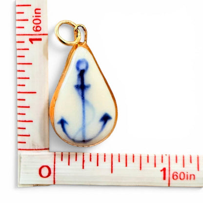 Anchor Charm: Gold Luster / Large teardrop - navy