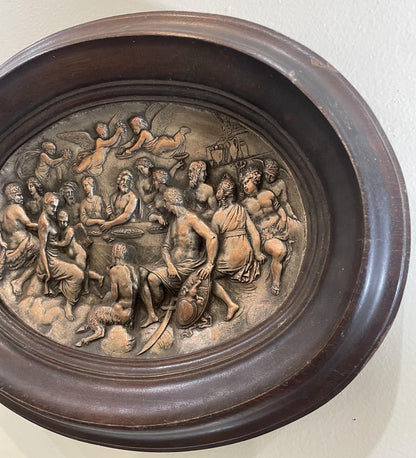 Rare Large Antique Greek Bronze Bas Relief Mythology Pan Angels c1880