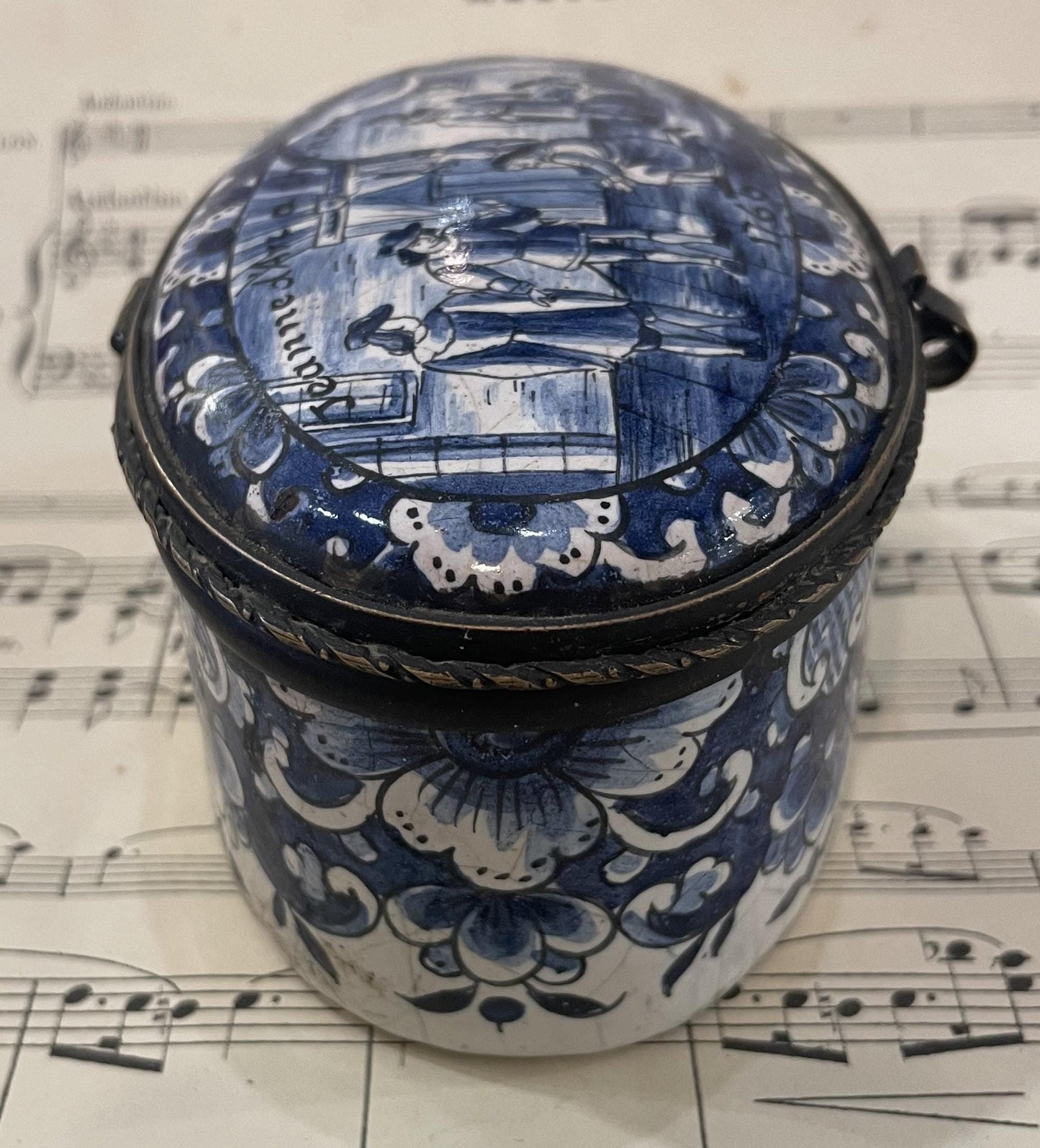 RARE Antique French Joan of Arc in Chinon Porcelain Jewelry Box c1760