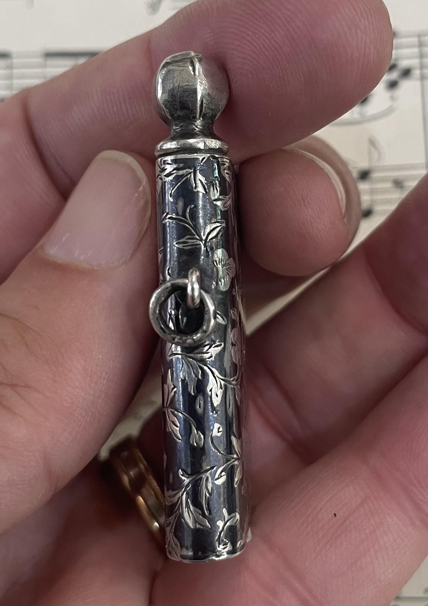 Rare Antique French Niello Sterling Silver Lighter c1900