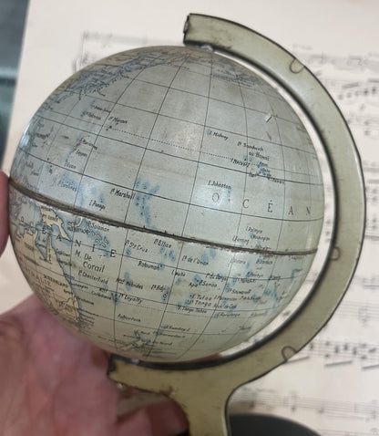 Rare Antique French Tin Globe c1920