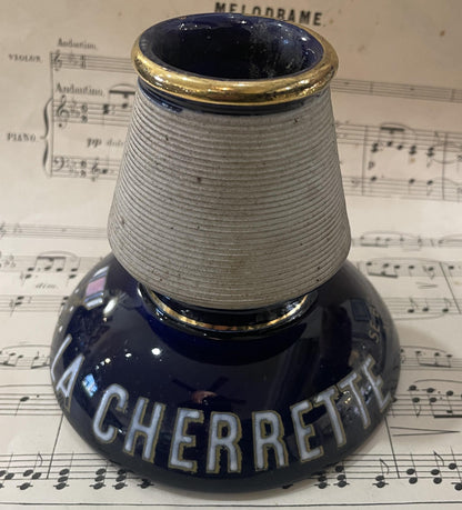 Antique French Advertising Match Striker Holder La Cherrette Ceramic Porcelain c1920