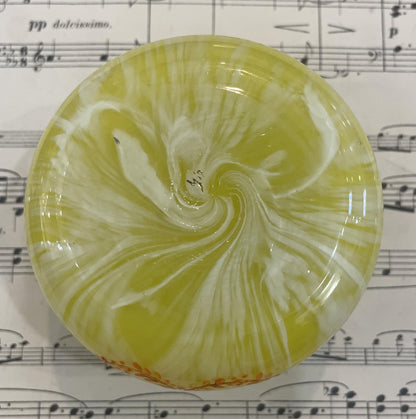 Antique French Gilt Brass Yellow Glass Hand Painted Enameled Box Torch c1920