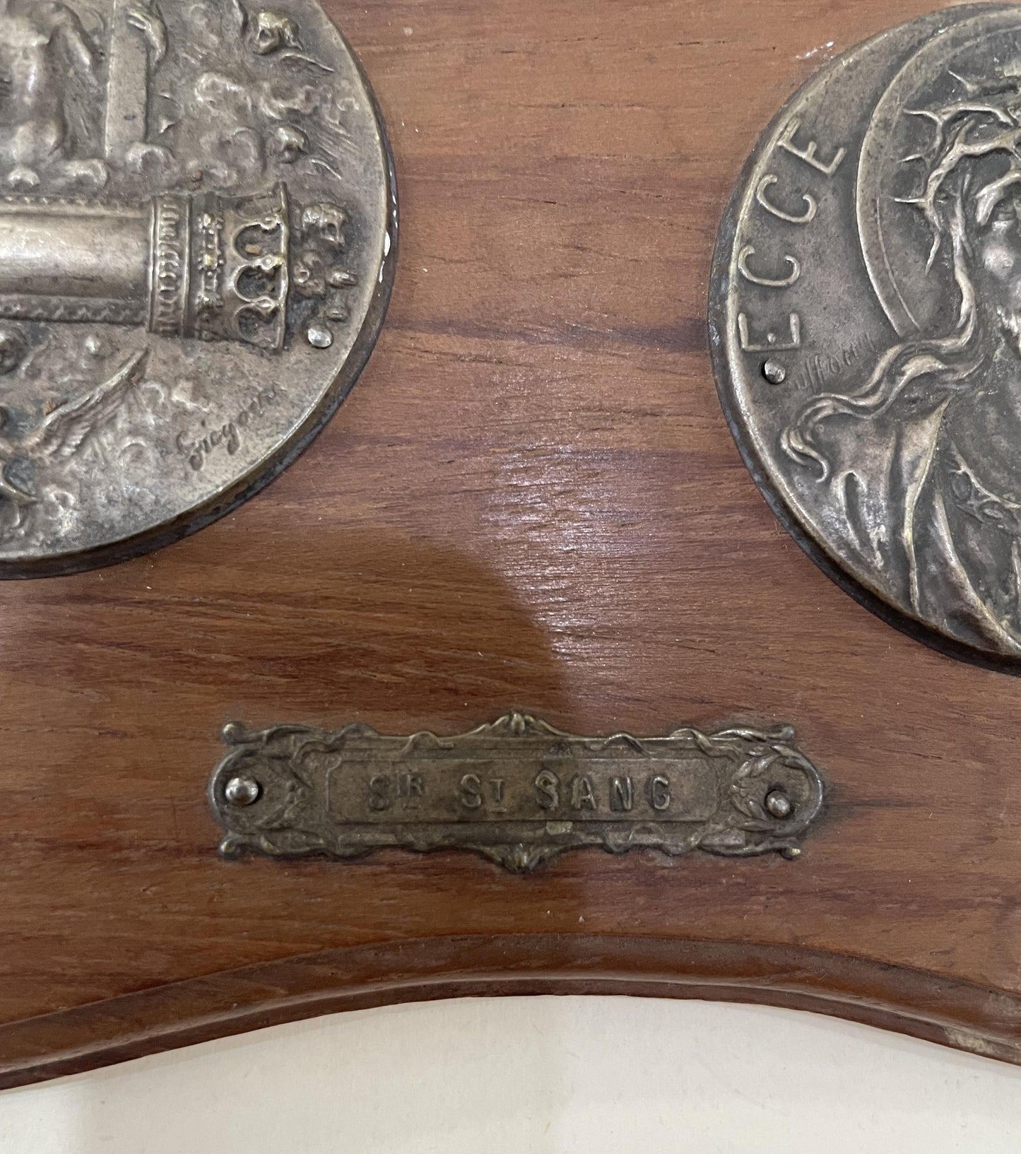 Rare Antique French Religious Plaque Holy Blood Jesus c1920