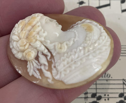 Rare Antique Italian Carved Shell Cameo Mythology Roman Goddess c1900
