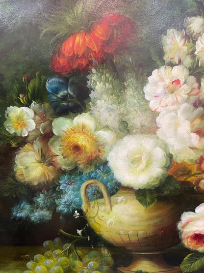 Rare Large Antique Flemish Oil on Canvas Still Life Painting Signed L. Van Hove c1940