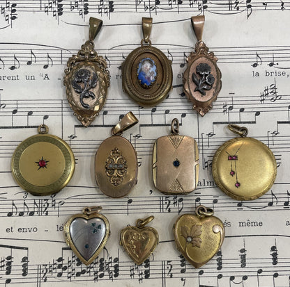 Antique French Art Nouveau Locket Pendant Porcelain c1920