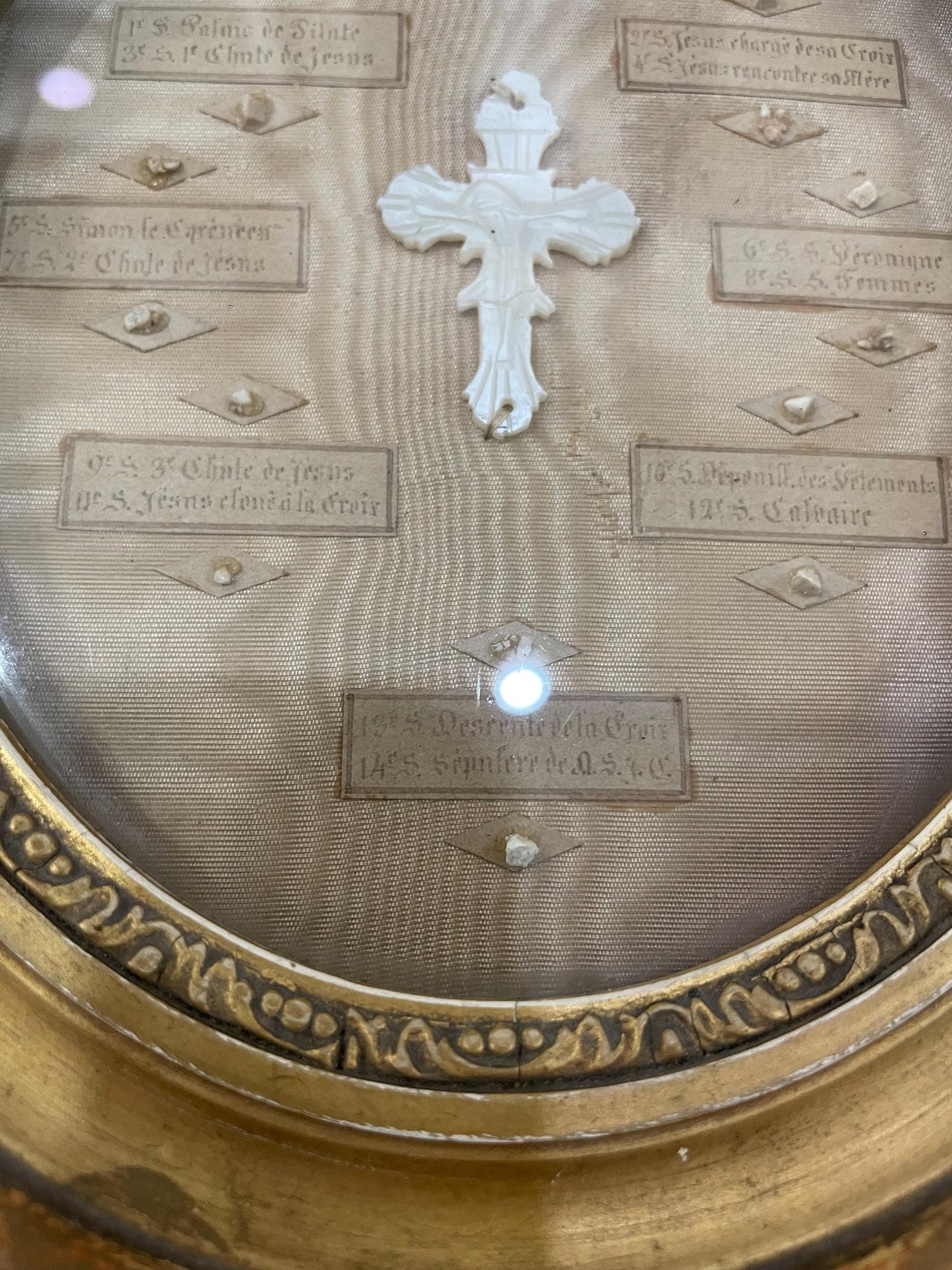 Rare Large Antique French Reliquary Jerusalem Path of the Cross Jesus Seals c1880