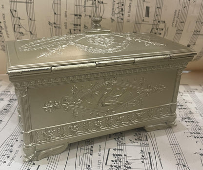 Antique French Jewelry Box with Green Cushion c1940