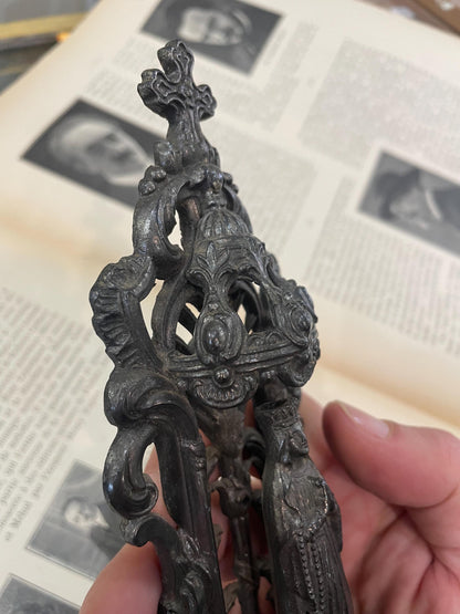 Antique French Virgin Mary Madonna Spelter Statue c1900