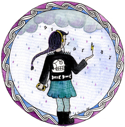 Punk Rain - Original Framed Watercolor