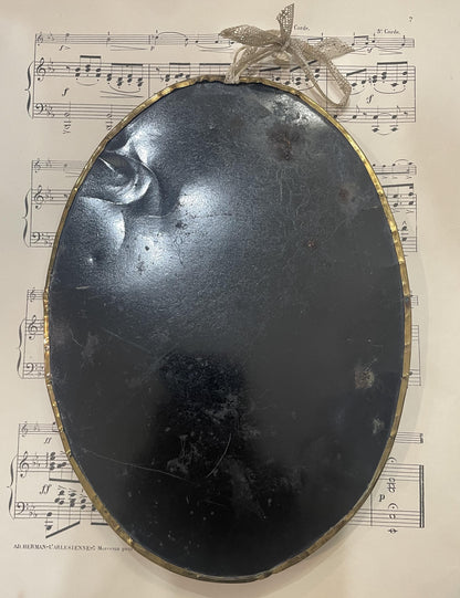 Rare Large Antique French Reliquary / Ex Voto Holy Family Silk Embroidery Domed Glass c1880