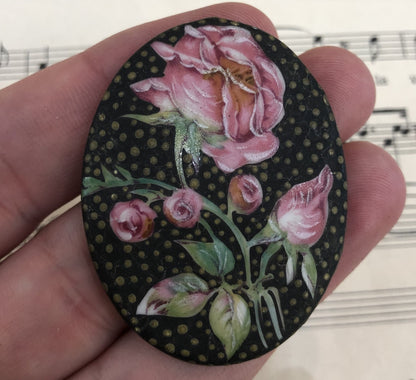 Rare Antique French Hand Painted Porcelain Roses Flowers c1920