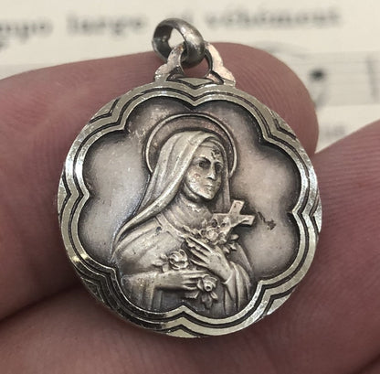 Vintage French St. Therese of Lisieux St Christopher Religious Medal c1960
