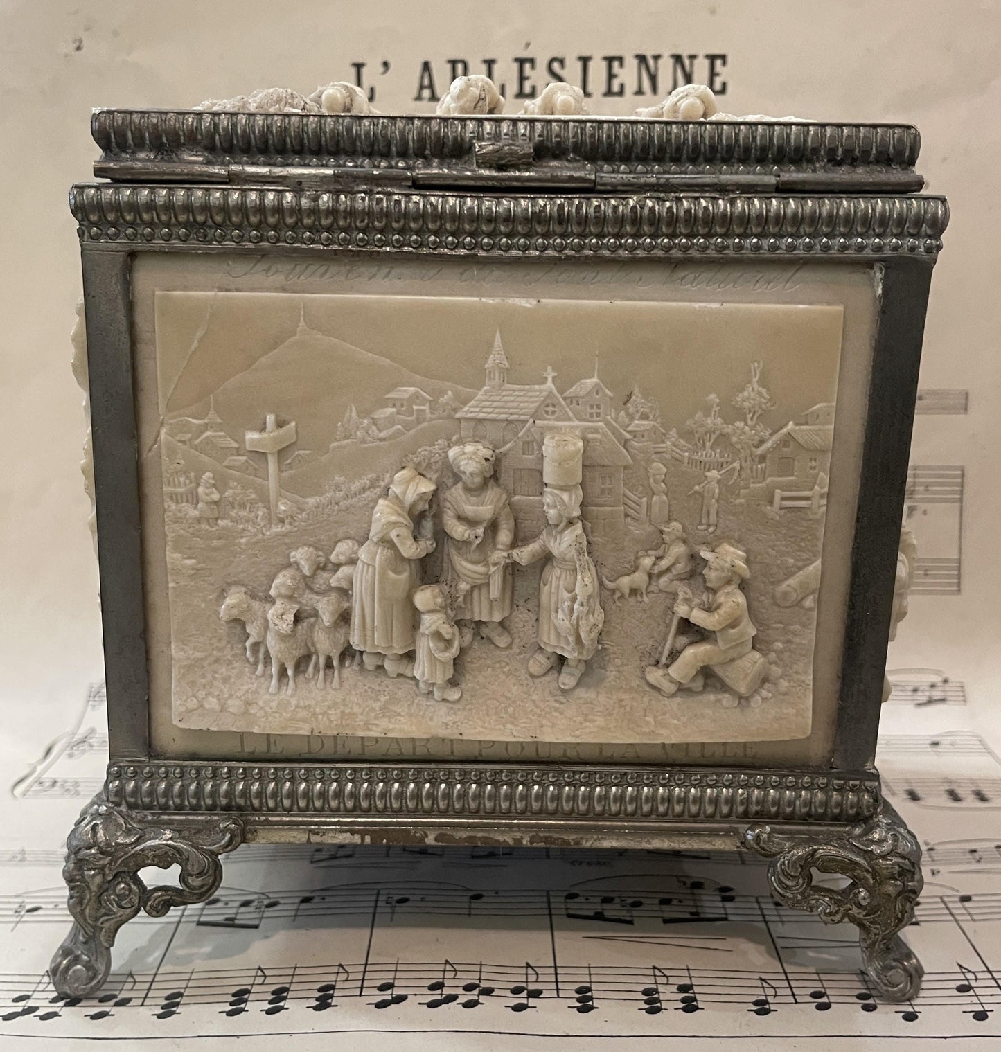 RARE Large Antique French Petrifying Well Jewelry Box c1900