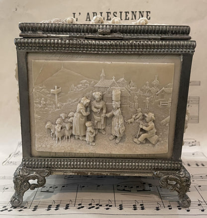 RARE Large Antique French Petrifying Well Jewelry Box c1900