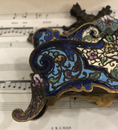 Rare Antique French Champleve Enamel Letter Holder c1880