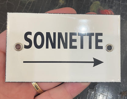 Small Vintage French Enamel Sign Plaque Bell (Sonnette)