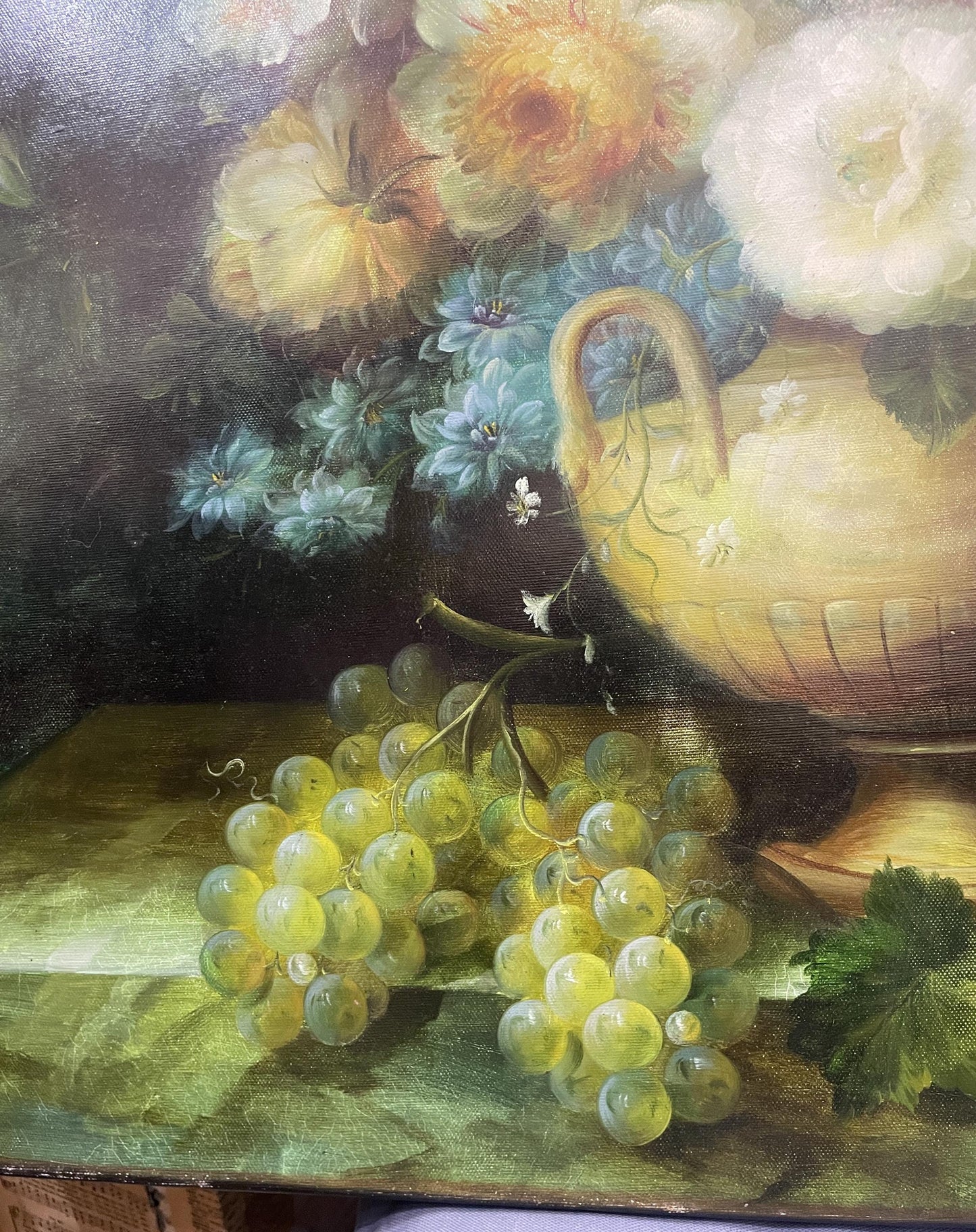 Rare Large Antique Flemish Oil on Canvas Still Life Painting Signed L. Van Hove c1940