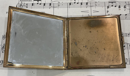 Antique French Art Deco Compact Mirror Bird c1930