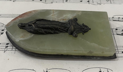 Antique French Onyx Icon Stand Virgin Mary c1920