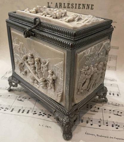 RARE Large Antique French Petrifying Well Jewelry Box c1900