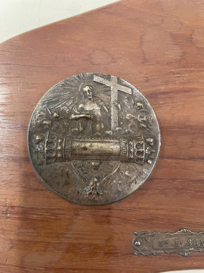 Rare Antique French Religious Plaque Holy Blood Jesus c1920