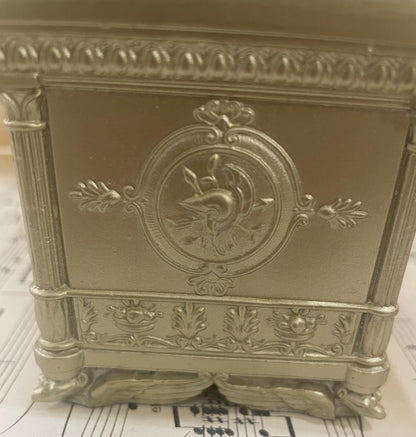 Antique French Jewelry Box with Green Cushion c1940