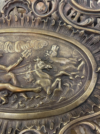 Rare Large Antique French Art Nouveau Bronze Tray Zeus Mythology c1900