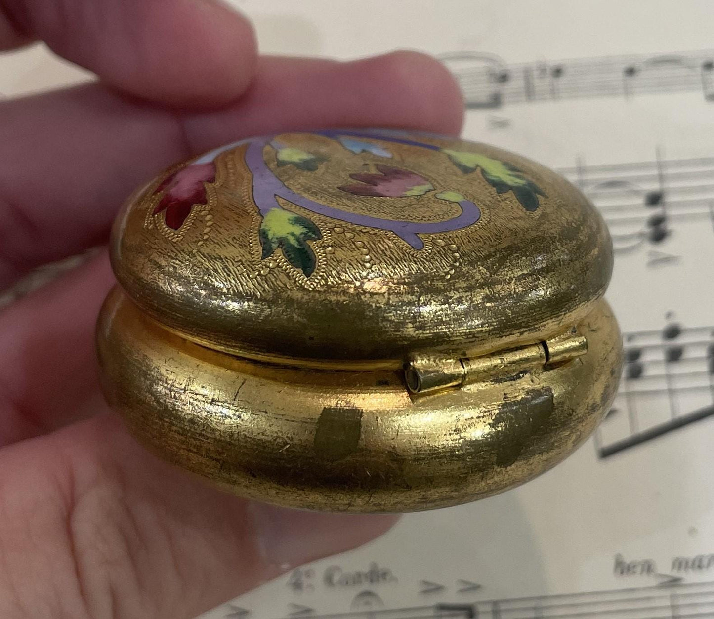 Rare Antique French Enameled Pill Box c1900