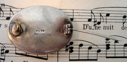 Antique English Sterling Silver Mourning Lock of Hair Brooch / Pin c.1890