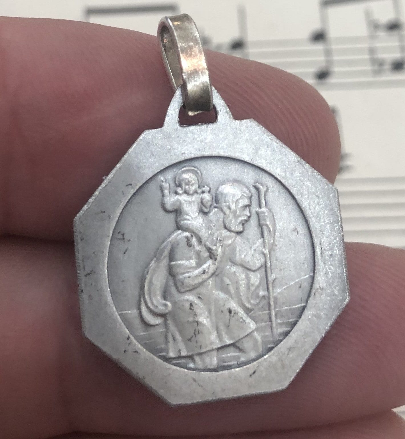 Vintage French St. Therese of Lisieux St Christopher Religious Medal c1960