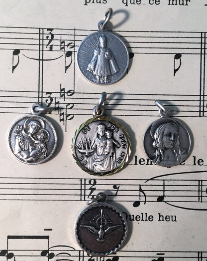 Antique French St. Anne / Angel Religious Medal c1940