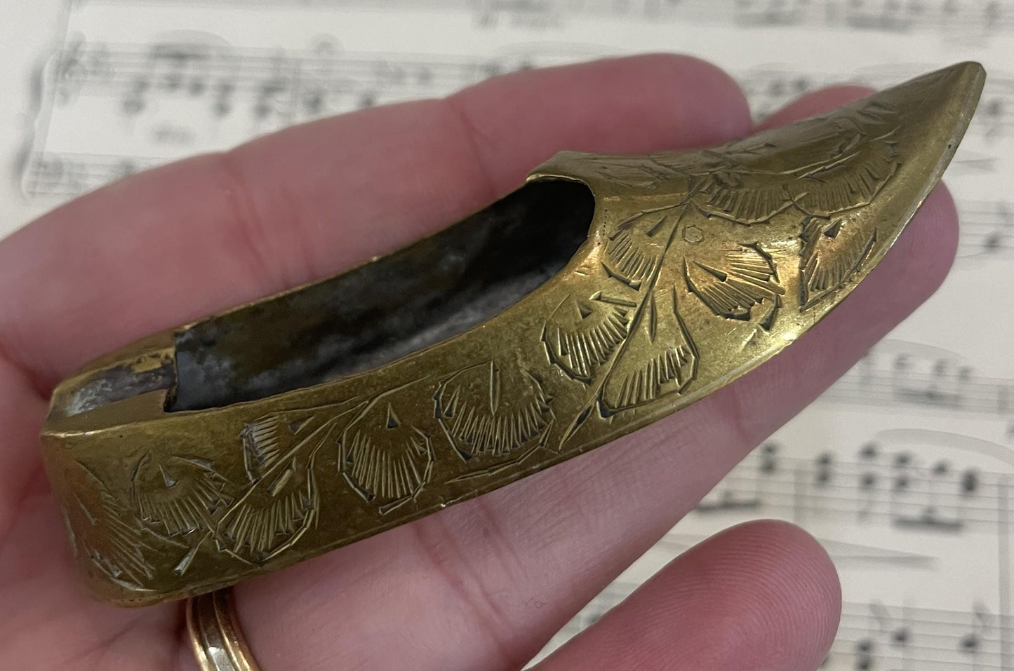 Rare Small Antique French Brass Ash Tray Shoe c1920