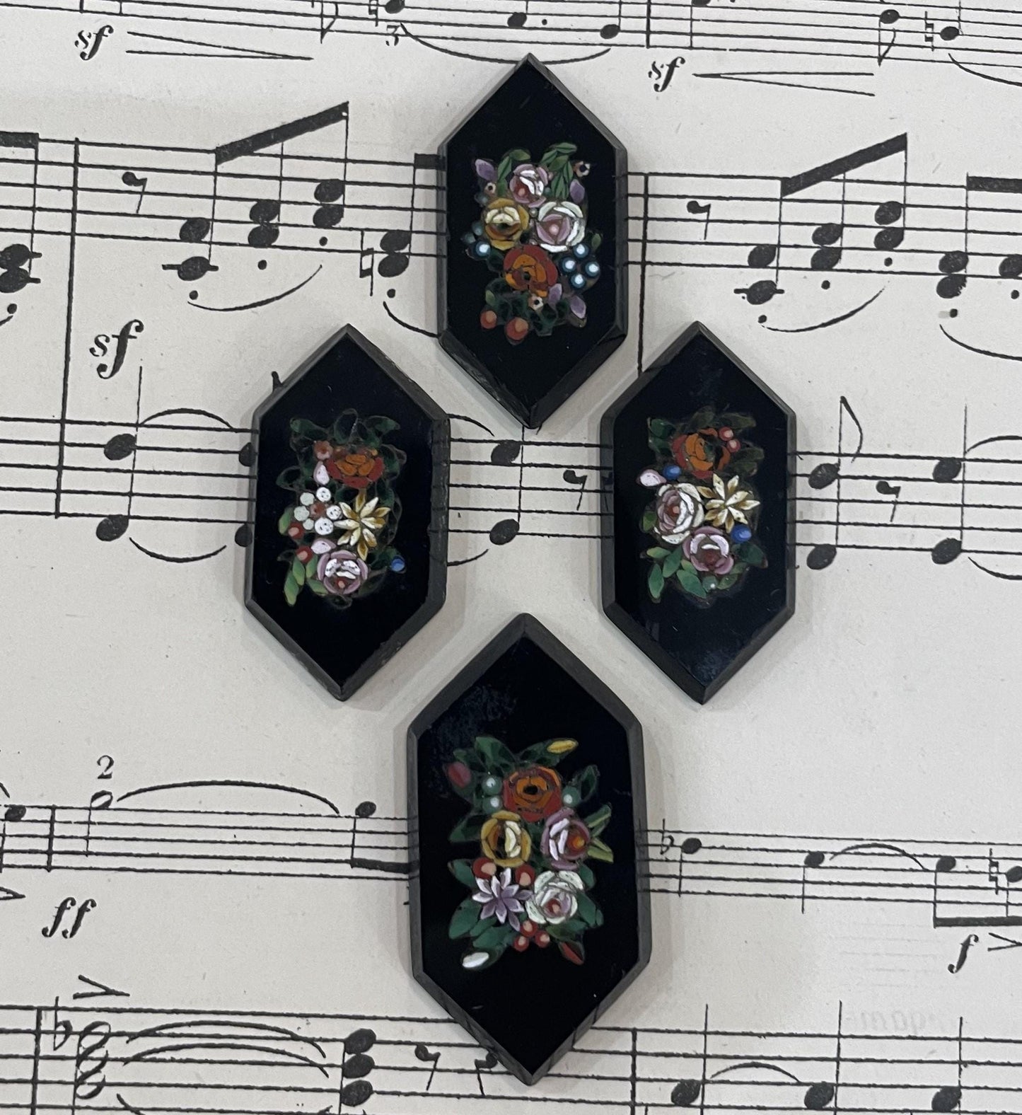 Antique Italian Micro Mosaic Micromosaic Plaque Flowers Millefiori c1900