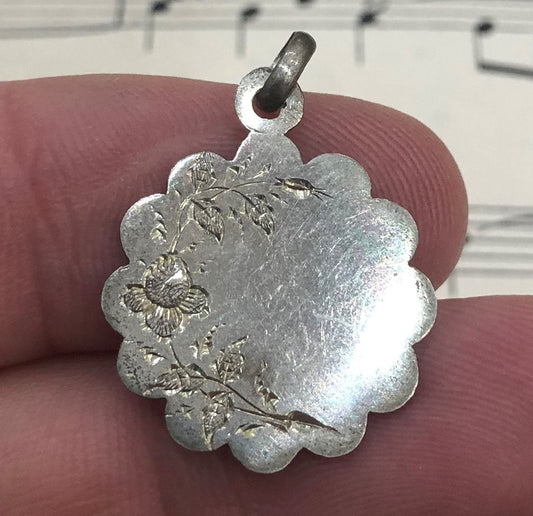 Antique French Art Nouveau Silver 800 First Communion Medal Flowers c1900