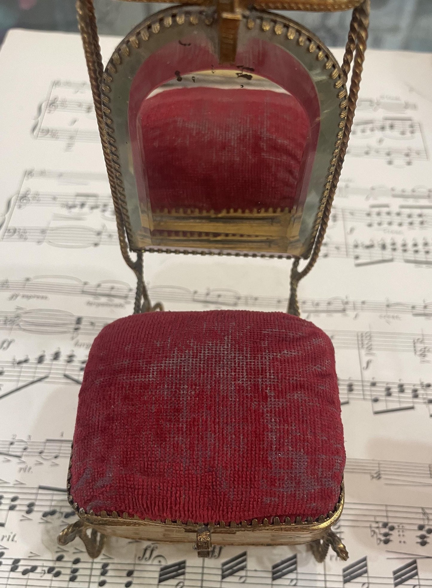 Rare Antique French Jewelry Box Prie-Dieu with Mirror c1900