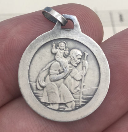 Vintage French St. Therese of Lisieux St Christopher Religious Medal c1960