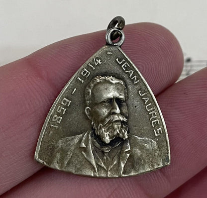 Antique French Bronze Art Nouveau Pendant Jean Jaures c1920