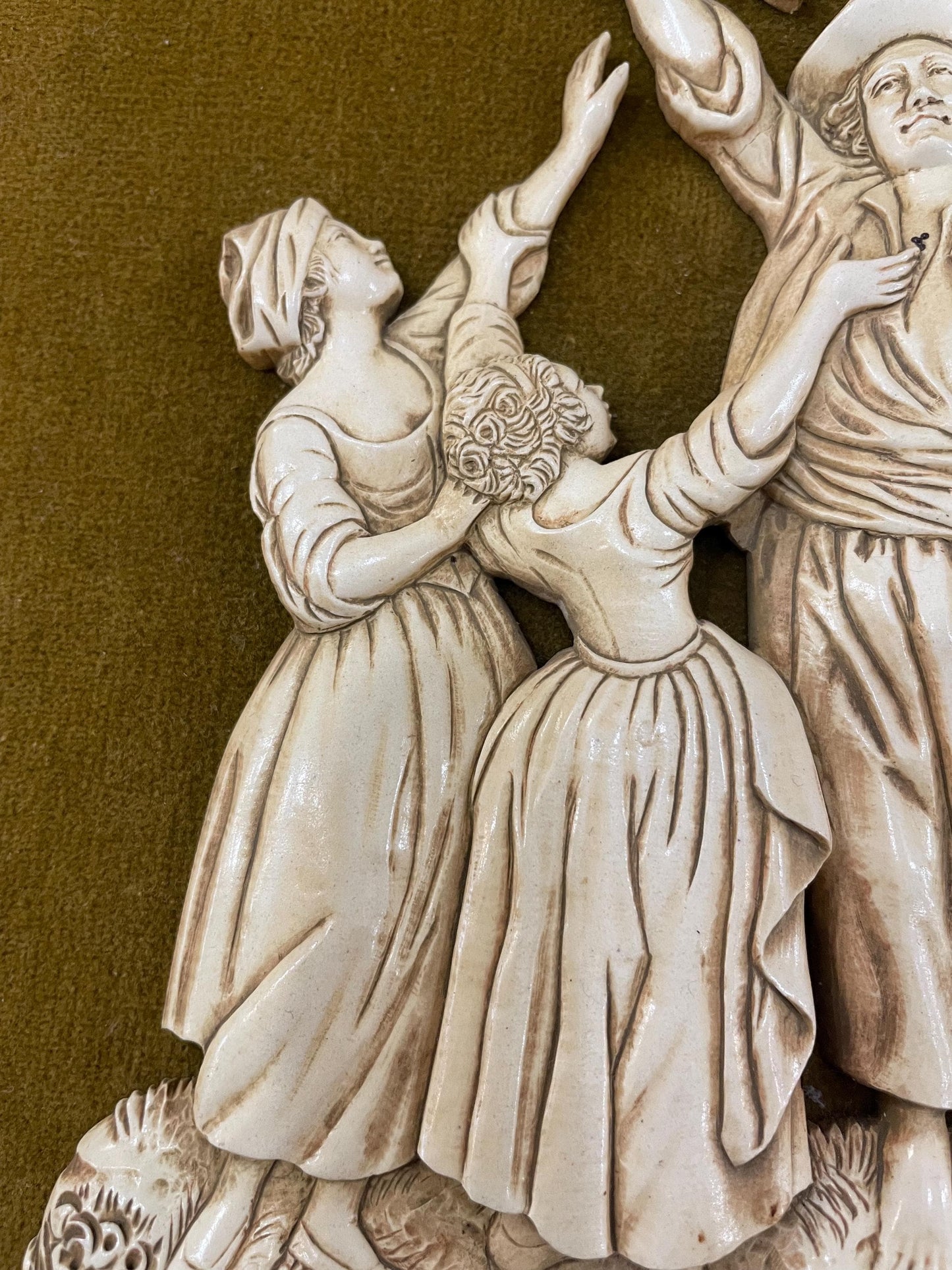 Rare Antique French Icoryl Faux Ivoire Fisherman Signed Francois Noe Frame c1940