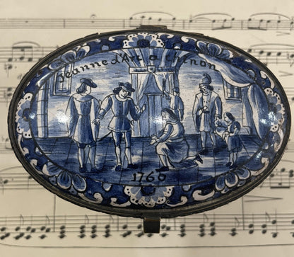 RARE Antique French Joan of Arc in Chinon Porcelain Jewelry Box c1760