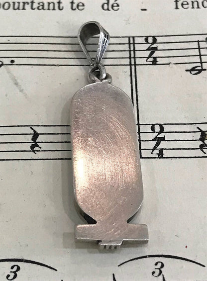 Vintage Egyptian Sterling Silver Hieroglyphs Cartouche Pendant